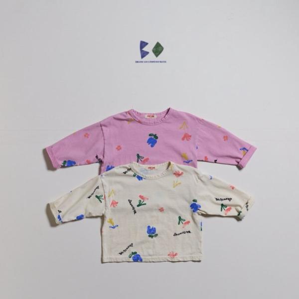 韓国子供服 boneoune flower single T