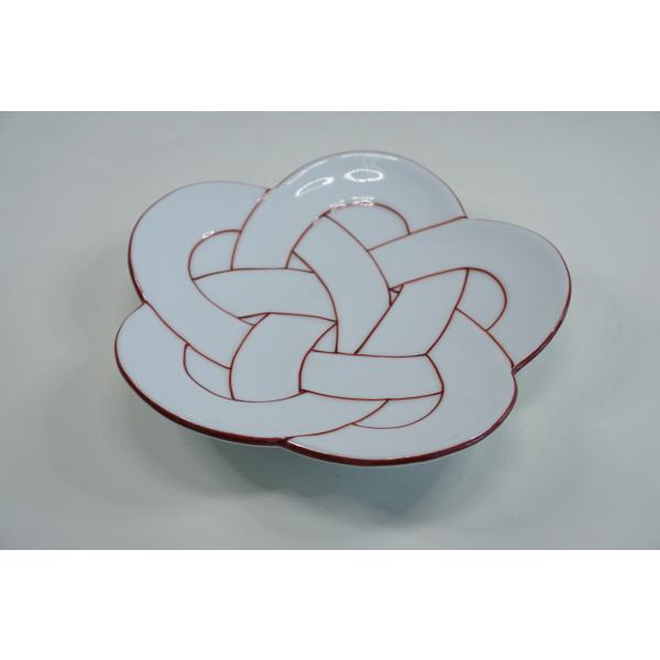 白磁赤線梅結び　銘々皿　有田焼　日本製　取皿　銘々皿　皿　和食器