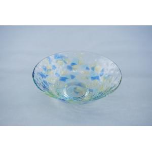 花錦　中鉢　青　ガラス製器　日本製　中鉢　和食器｜sankido