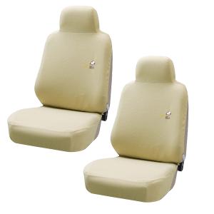 シートカバー フロント用 軽自動車 普通車 バケットシート 汎用 2席分セット スヌーピーエレガンス ワッフル素材 背裏ハーフカバー アイボリー 送料無料