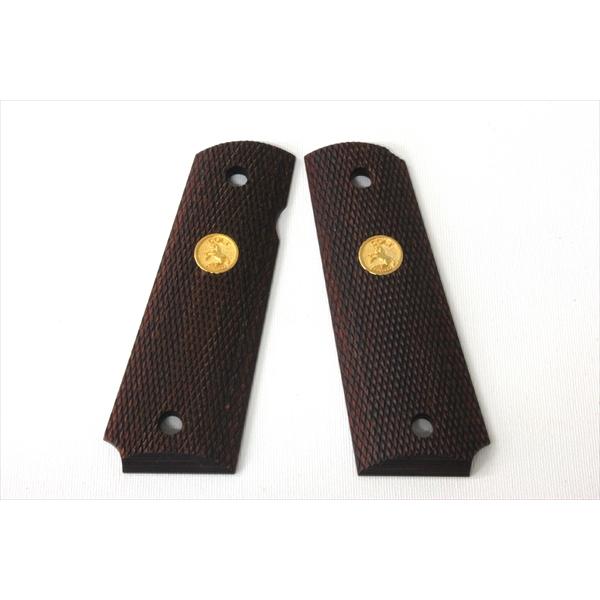 PANDORA ARMS 木製グリップ フルチェッカー メダル ブラウン マルイ GM M1911/...