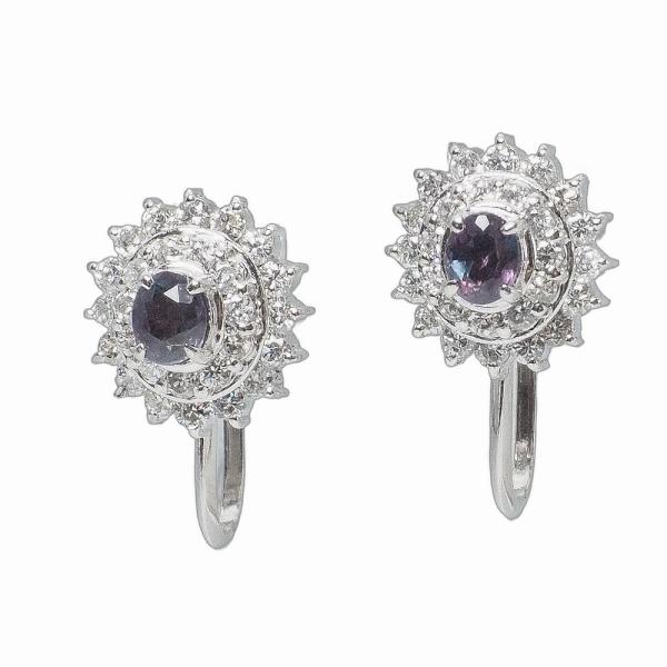 合計0.39ct 天然アレキサンドライト イヤリング Pt900 新品仕上げ済み 合計0.61ct ...