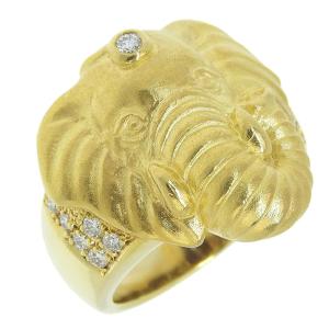 K18YG イエローゴールド ダイヤ0.02ct ドラゴン 龍 竜 モチーフ リング  