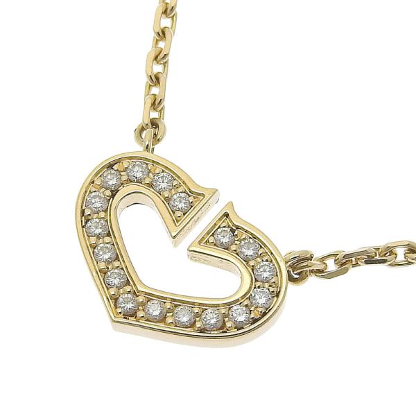 カルティエ Cハート ネックレス 40cm K18YG 新品仕上げ済み 天然ダイヤ レディース 18...