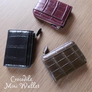 sankyo shokai クロコダイル ミニ財布 メンズ 本革 L字 sankyo shokai クロコダイル ミニ財布 メンズ 本革 L字