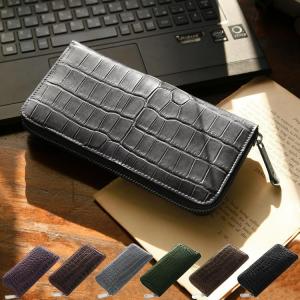 クロコダイル メンズ 長財布 二つ折り 新品 未使用 黒 ブラック 男性用 クロコダイル 長財布 クロコ 鰐革 二つ折り マチあり マット ブラック