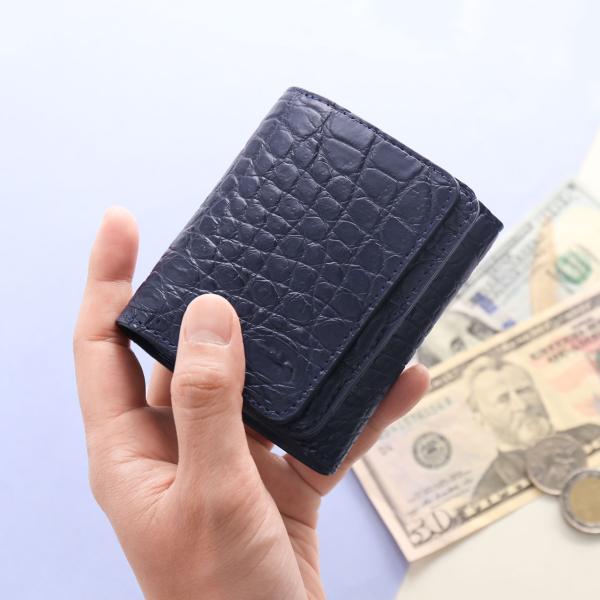 財布 メンズ ミニ財布 クロコダイル 三つ折り マット 加工 コンパクト 小さい 折り財布(0600...