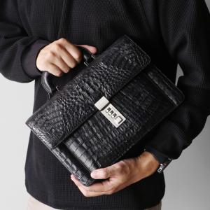 最高級リアルクロコダイル✨ビジネスバッグ ベッコウハンドル A4 PC収納 最高級リアルクロコダイル✨ビジネスバッグ ベッコウハンドル A4