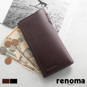 renoma 牛革 メンズ かぶせ 長財布 内側 ゴート 山羊革 本革 ウォレットチェーン(09000218r)｜sankyo1