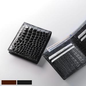 二つ折り クロコダイル 財布 メンズ ブランド 折財布 日本製 マット 