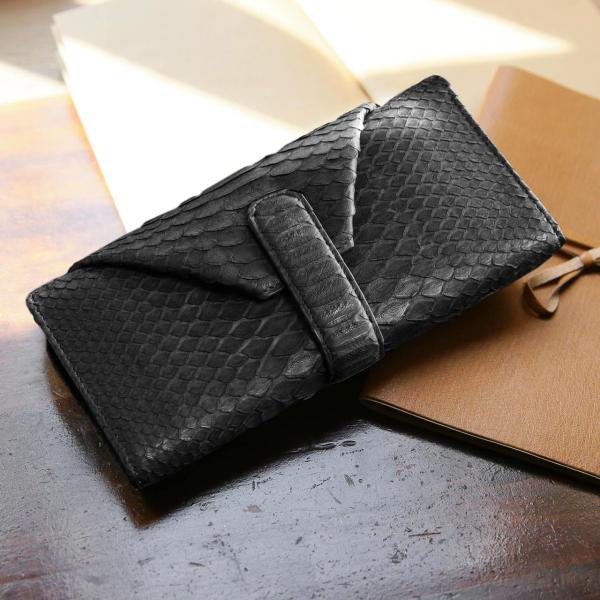 パイソン 長財布 メンズ ギャルソン 小銭が取り出し易い 本革 蛇革 軽量(7148-mens-1r...