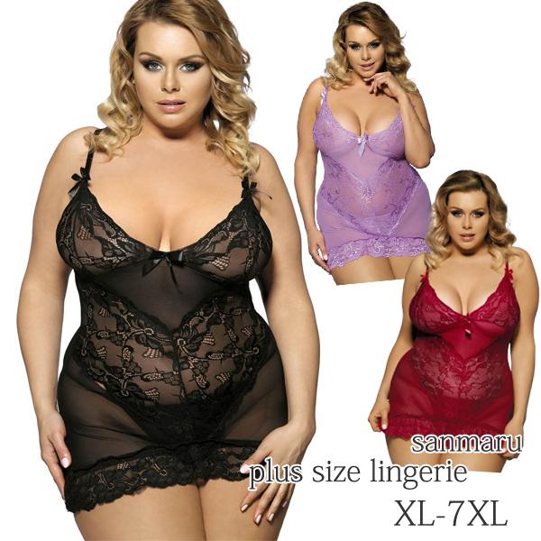 大きいサイズ セクシー ベビードール スリムディープVネック XL 3XL 5XL 7XL 即納