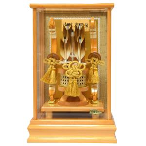 破魔弓 総檜造り 13号 面取りガラス ケース飾り 正月飾り