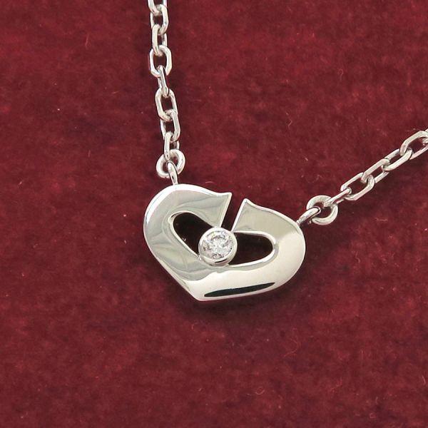 カルティエ Cハートネックレス/1Pダイヤ  Aランク.