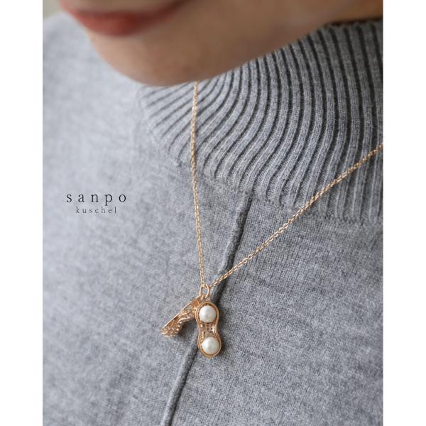 パールピーナッツネックレス アクセサリー 雑貨 ネックレス 真珠 アクセ 落花生 ゴールドカラー 可...