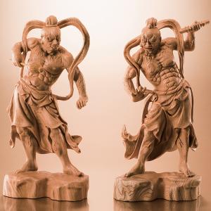 仏像 陶器製 2体組 金仁王像 ア1体とウ1体のセット 規格 大 日本製