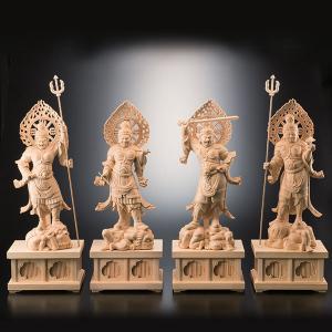 極小仏 四天王立像 豪華特典付き 仏像 木彫 精密 精巧 リアル 手のひら