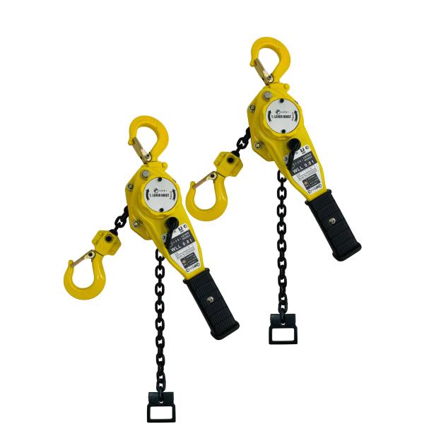 新 三方良し 2台セット イエロー 軽量化小型 レバーホイスト 800kg 0.8t 1.5m チェ...