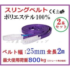 三方良し 2pcsセット スリングベルト ベルト幅25mm 全長2m ポリエステル強力原糸100% ナイロンスリングベルト25mm2m　繊維ベルト 吊上げ、ベルトスリング 玉掛け