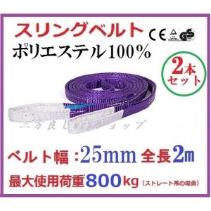 2pcsセット　スリングベルト　ベルト幅25mm 全長2m/ポリエステル強力原糸100% ナイロンスリングベルト　繊維ベルト　三方良し｜sanpouyosi-store