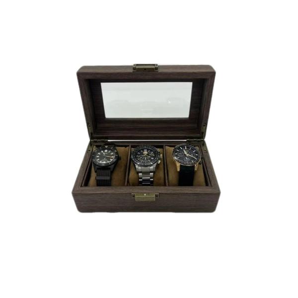 腕時計収納ケース 3本用 ブラウン  透明窓付きコレクションケース 時計 展示ボックス 時計 収納ボ...