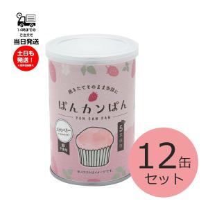 (12缶セット)非常食 パン ぱんカンぱん ストロベリー味 災害備蓄用パン 缶詰 5年保存 2個入り 卵不使用 防災 長期保存 備蓄 アレルギー いちご