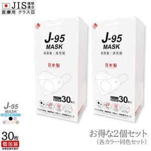 (同色2箱セット)日本製 マスク J-95 MASK クラスIII 不織布 4層フィルター 医療用 個別包装 3D設計 JIS規格｜サンレイプロ(インボイス登録店)