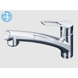 KVK【撥水膜コーティング】流し台用シングルレバー式シャワー付混合栓　KM5021ZTHS　ヘッド引...