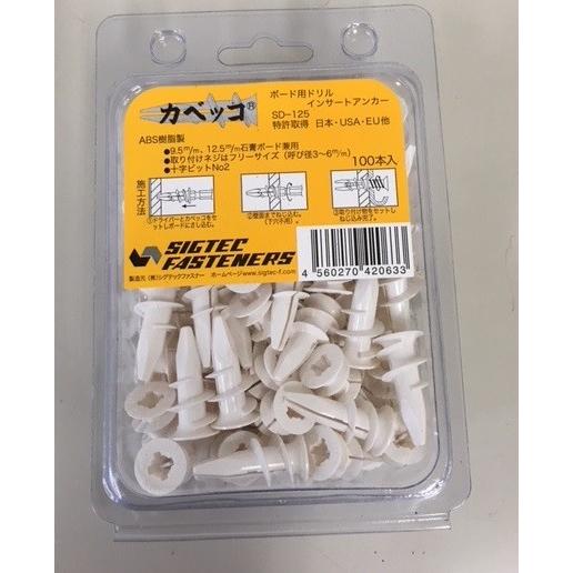 石膏ボードアンカー　カベッコ　SD125P-100　ABS樹脂製　100本入り