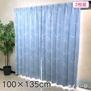 クリフォードマリン　刺繍　カーテン　2枚セット　100x178cm sanrio（サンリオ） シナモロール 2級遮光カーテン2枚組 100×178cm