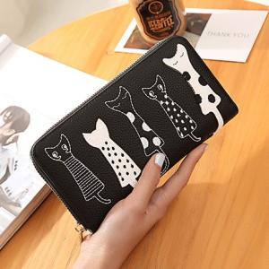 長財布 猫 柄 財布 可愛い レディース ラウンドファスナー 札入れ 小銭入れ カード入れ スマホ入れ ねこ ネコ 送料無料