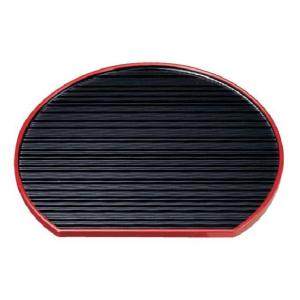 【代引不可】ABS樹脂 乱引半月盆＜片面＞ 黒渕天朱 尺0　315*278*10(mm)　商品番号：2-104-4