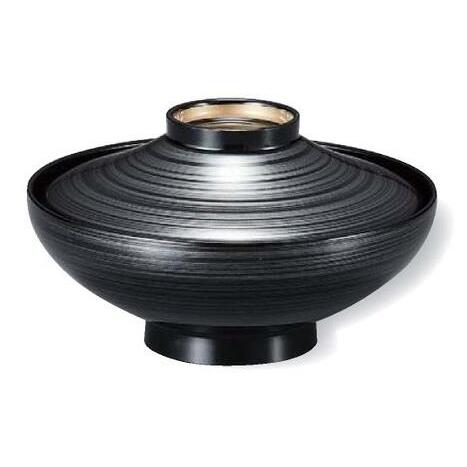 【代引不可】【木質】 平富士煮物椀  銀渦ライン高台内金内黒  親・蓋  2-284-4　φ135*...