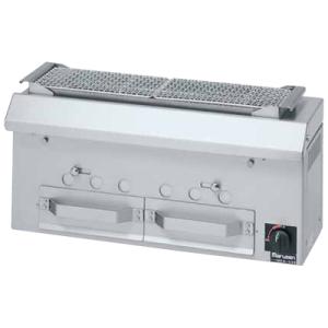 【新品・代引不可・送料無料】MCK-093 マルゼン 炭火下火式焼物器 本格炭焼き 火起しバーナー付...