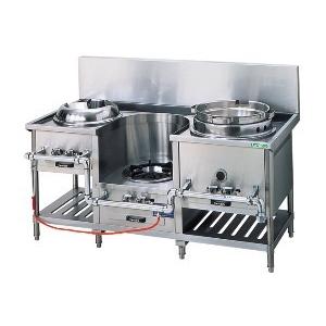 都市ガス 3口中華レンジ 1500×600×750 炒めコンロ 中古厨房/25G1701Z