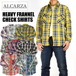 ALCARZA アルカルザ メンズ ネルシャツ ヘビーフランネル チェックシャツ 秋冬 暖かいシャツ 609-00 609-02