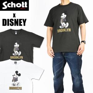 Schott x DISNEY ショット x ディズニー 半袖Tシャツ BROOKLYN ミッキーマウス Tシャツ メンズ 3113098｜sanshin