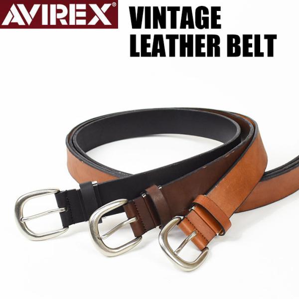 AVIREX アビレックス ビンテージ加工 レザーベルト ミリタリー 日本製 革ベルト 長さ調節可 ...