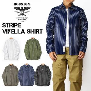 セール HOUSTON ヒューストン ストライプ ビエラシャツ STRIPE VIYELLA SHIRT 長袖 ワークシャツ ミリタリー メンズ 41140