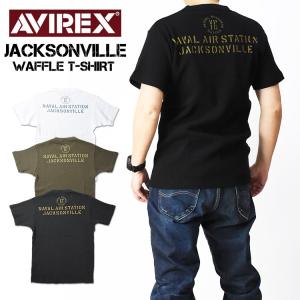 AVIREX アビレックス ワッフル 半袖Tシャツ JACKSONVILLE ミリタリー プリント Tシャツ メンズ 783-4134030