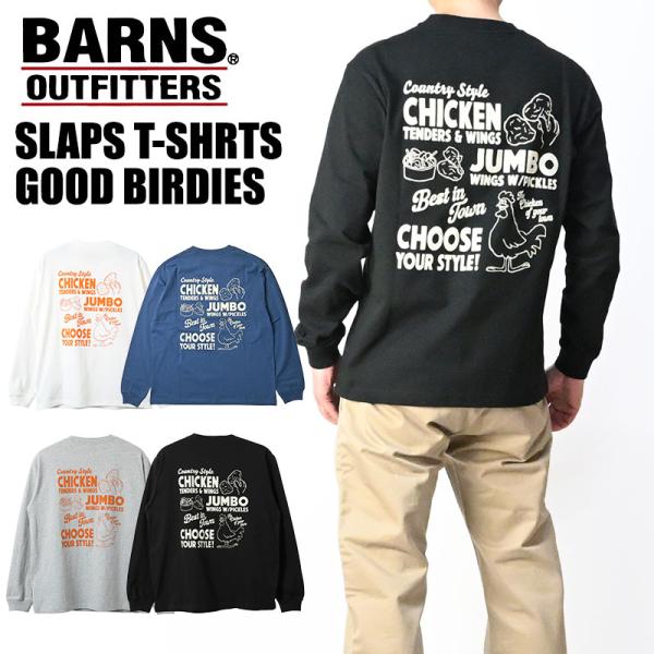 BARNS バーンズ SLAPS 長袖 Tシャツ GOOD BIRDIES プリントTシャツ メンズ...