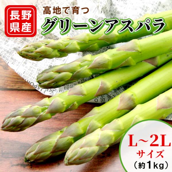 アスパラガス 長野県産 L〜2Lサイズ 1kg お取り寄せ グリーンアスパラ 産地直送：c136