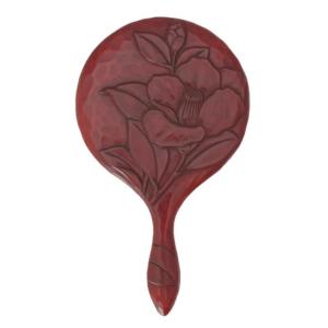 鎌倉彫 姫鏡 長手 椿 伝統工芸品 手鏡 おしゃれ プレゼント 贈り物 ギフト お祝い お中元 お返し 退職 結婚 記念日 喜寿 米寿父の日
