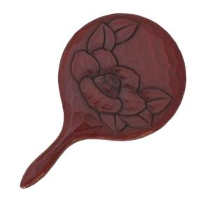 鎌倉彫 姫鏡 長手 椿 伝統工芸品 手鏡 おし...の詳細画像1