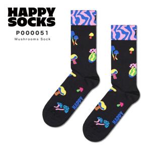 Happy Socks ハッピーソックス 靴下 レディース メンズ おしゃれ ソックス くつ下 Mushrooms Sock P000051 可愛い クルー丈 クルーソックス きのこ柄｜sansuiya