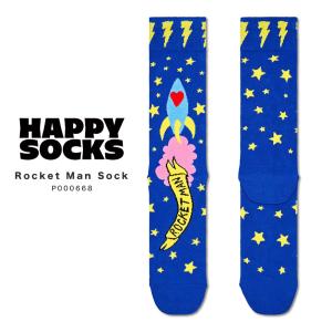 Happy Socks ハッピーソックス 靴下 レディース メンズ おしゃれ ソックス くつ下 Rocket Man Sock P000668 可愛い クルー丈 クルーソックス｜sansuiya