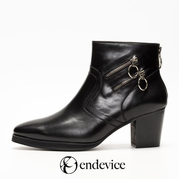 ブーツ メンズ 本革 厚底 革靴 ヒールブーツ ショートブーツ ジョッパーブーツ バックジップ ダブ...