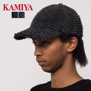 KAMIYA カミヤ CA4LA コラボレーション Wave Denim Cap キャップ  帽子 メンズ レディース 深め おしゃれ デニム ダメージ加工 黒 ブラック インディゴ｜sansuiya