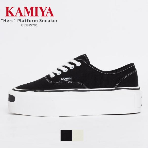 kamiya カミヤ Herc ハーク スニーカー 黒 メンズ レディース 白 ブランド 厚底 ロー...