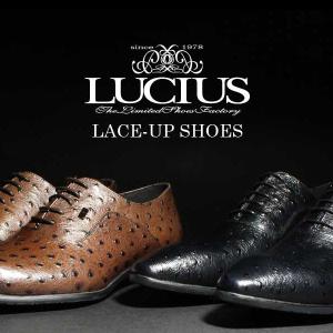 ルシウス LUCIUS オーストリッチ型押し ビジネスシューズ 革靴 本革 メンズ プレーントゥ レースアップ 紳士靴 2015 秋 冬